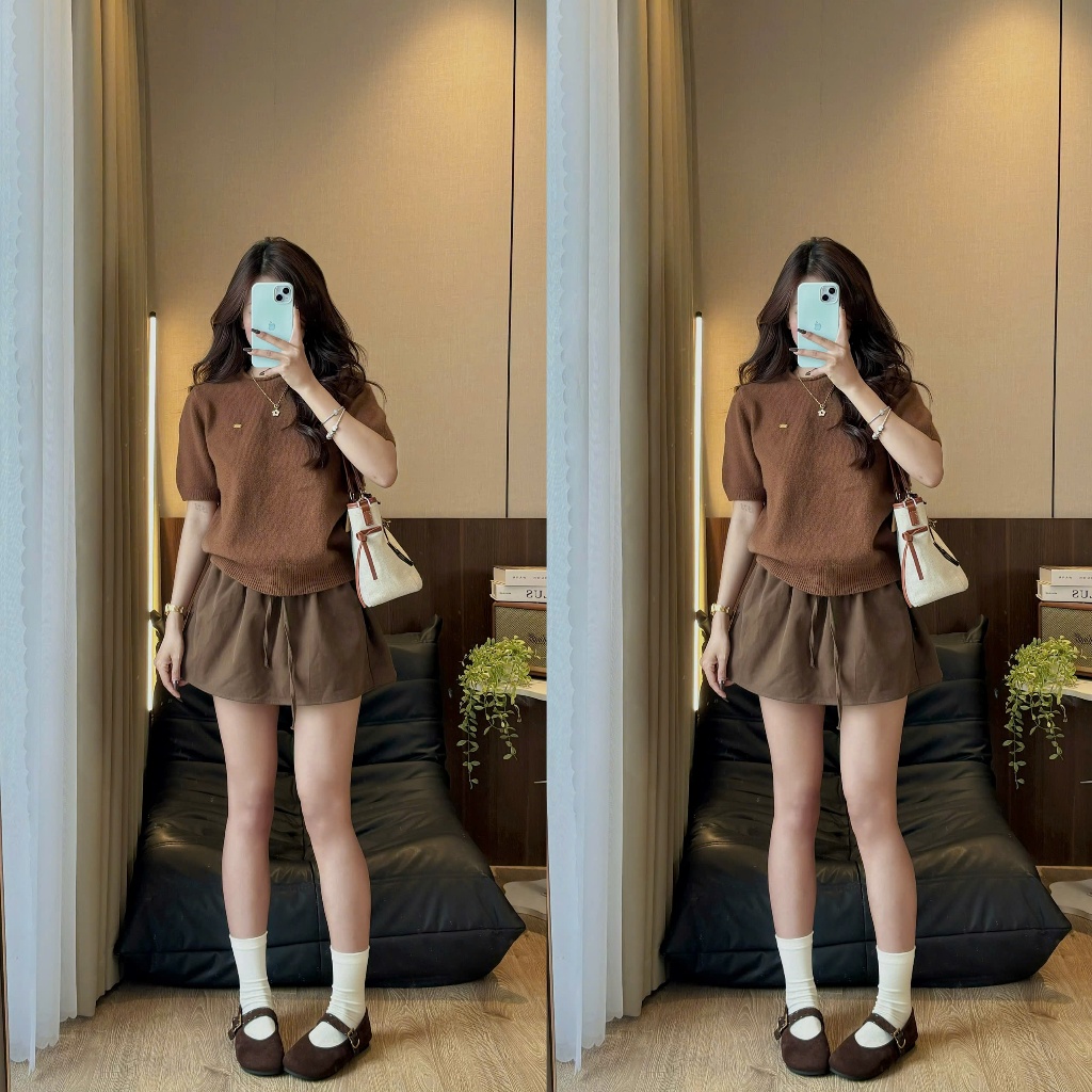 (ẢNH OLDSCHOOL) Áo len lông thỏ nữ lông thỏ tay cộc cổ vát tròn TAG SẮT A401 | BigBuy360 - bigbuy360.vn