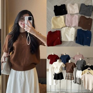 (ẢNH OLDSCHOOL) Áo len lông thỏ nữ lông thỏ tay cộc cổ vát tròn TAG SẮT A401