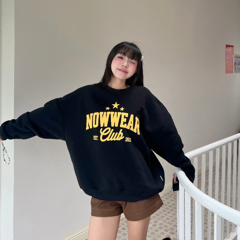 ( Deal Mở Bán )  Áo Nỉ Sweater In Phồng Ver 5 Nowwear Tay Phồng Form Boxy Chất Nỉ Bông Dày Dặn Nam Nữ Unisex | BigBuy360 - bigbuy360.vn