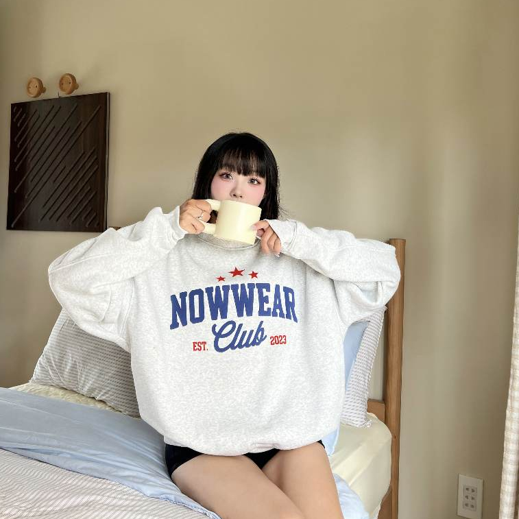 ( Deal Mở Bán )  Áo Nỉ Sweater In Phồng Ver 5 Nowwear Tay Phồng Form Boxy Chất Nỉ Bông Dày Dặn Nam Nữ Unisex | BigBuy360 - bigbuy360.vn