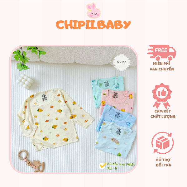 [Chất Peptit] Áo Dài Tay Chất Peptit Cao Cấp Mềm Mại Thoáng Mát Nền Màu In Hoạ Tiết Cho Bé 3-13kg