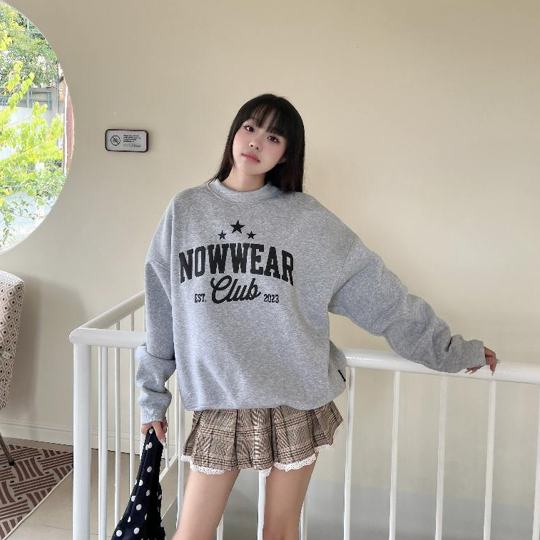 ( Deal Mở Bán )  Áo Nỉ Sweater In Phồng Ver 5 Nowwear Tay Phồng Form Boxy Chất Nỉ Bông Dày Dặn Nam Nữ Unisex | BigBuy360 - bigbuy360.vn