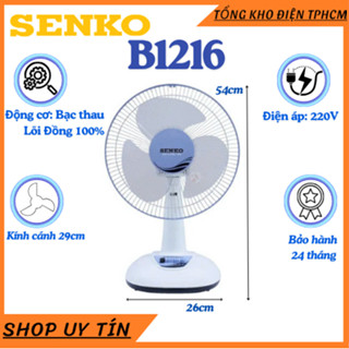 [HỎA TỐC] Quạt điện để bàn tiện lợi cao cấp Senko B1216 Công Suất 40W - Hàng Chính hãng