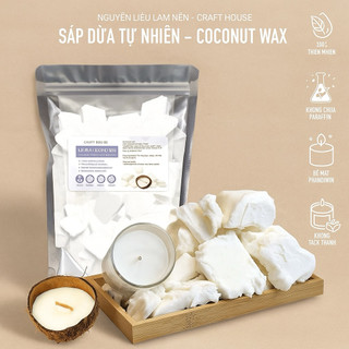 Sáp Dừa Tự Nhiên Làm Nến Ly, Tan Đều, Tạo Bề Mặt Nến Mịn - Craft House - Gói 500g/1kg