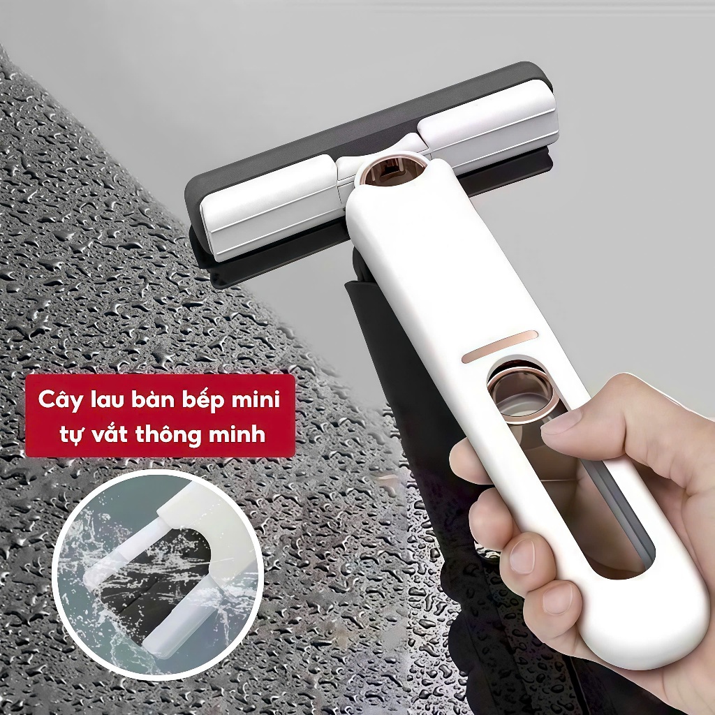 Cây lau bếp mini tự vắt đầu bọt biển thấm hút nhanh nhỏ gọn tiện dụng
