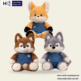 Gấu bông động vật chạy bộ Chó Cún Cừu Cáo đeo yếm lông thỏ mềm mại làm quà tặng cho bé