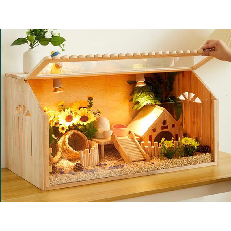 [Hàng Sẵn] Lồng nuôi gà rutin,chuồng gỗ mica nuôi Hamster,vẹt,gà rutin,bò sát,rùa (size 40-100cm)