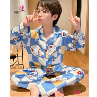 Bộ pijama bé trai vải lụa Mango họa tiết Pikachu dễ thương | Đồ ngủ trẻ em mềm mát, cao cấp, mặc ở nhà