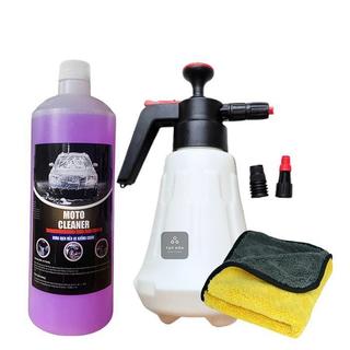 [ COMBO RỬA XE TẠI NHÀ ]Moto Cleaner  Rửa Xe Không Chạm 1L Kèm Bình Tạo Bọt & Khăn LauSIÊU Tiết Kiệm