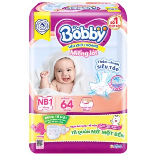 Bobby Miếng lót sơ sinh NB1 loại 64 miếng