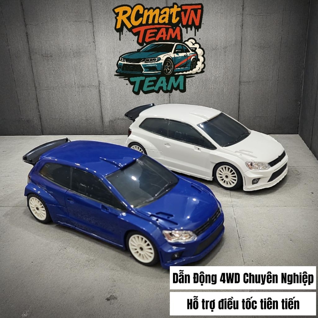 Xe điều khiển mini Drift Volswagen PoloR 1:28 tốc độ cao LD2801 có điều tốc và servo, body cứng có đ