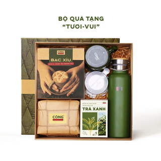 Set quà tặng 2026 Cộng Cà Phê kèm túi đựng - Bộ quà Tươi Vui