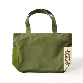 Túi vải "Quyết chí ắt làm nên" màu xanh bộ đội quai xanh/đỏ Cộng Cà Phê