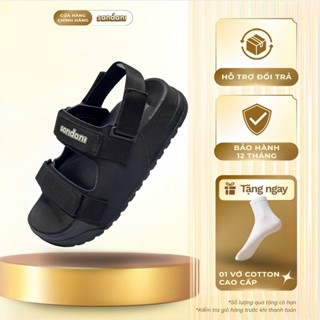 [CÓ SIZE NAM] Giày Sandal Nữ Quai Ngang Đế Êm Chống Trơn, Dây Dù, Full Đen Size 36-40 - Sandani