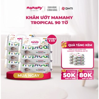 [Hannah Olala] Khăn giấy ướt Mamamy Tropical 100% sợi tự nhiên và rayon cho mẹ và bé gói 90 tờ tặng gói 60 tờ