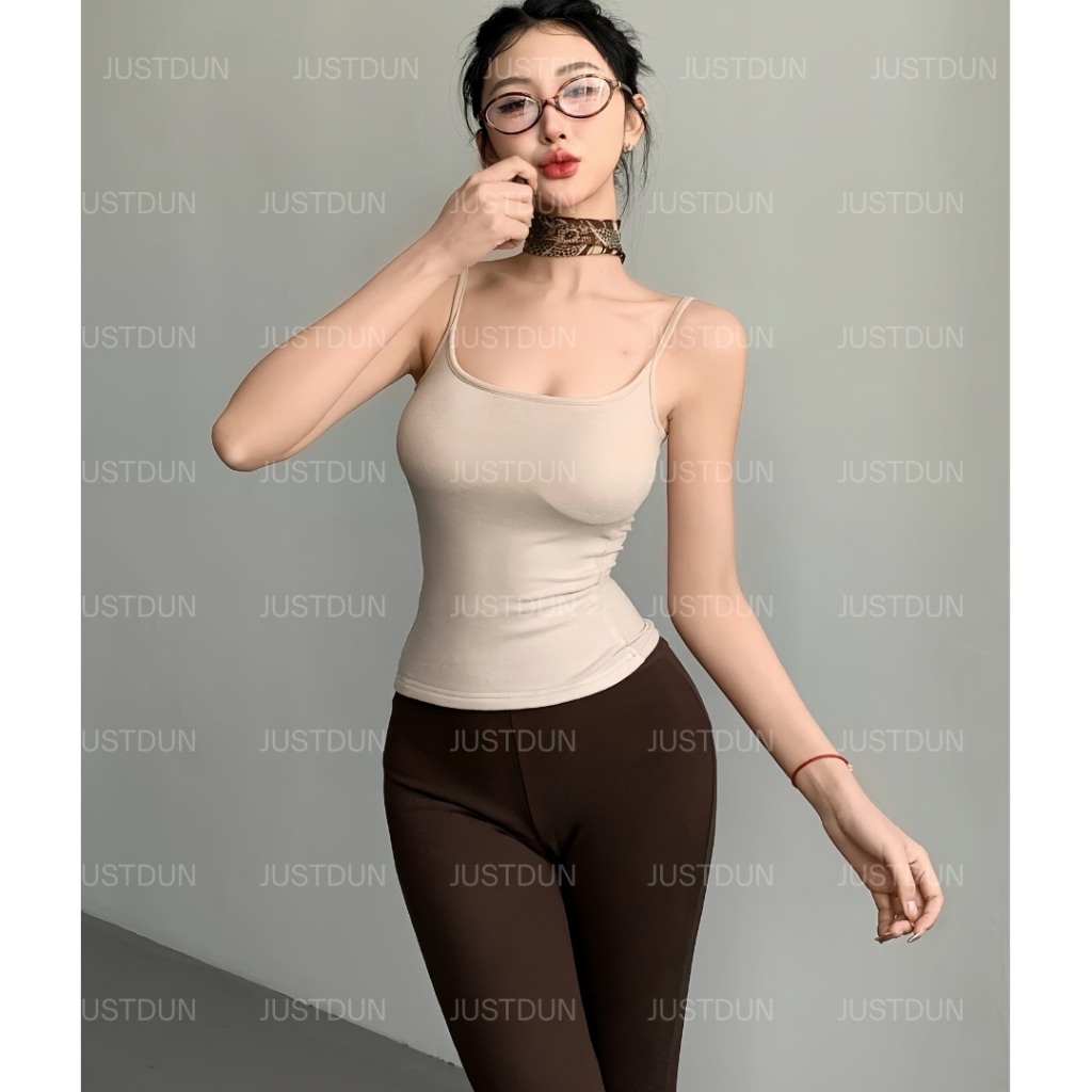 ( KÈM MÚT - 2 LỚP ) Áo Hai Dây Nữ Basic Ôm Body Chất Cotton Lông Mịn Tôn Dáng JUSTDUN 6M | BigBuy360 - bigbuy360.vn