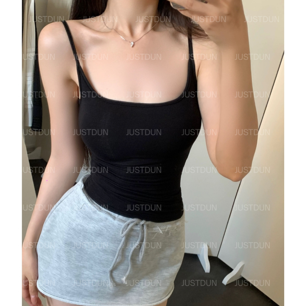 ( KÈM MÚT - 2 LỚP ) Áo Hai Dây Nữ Basic Ôm Body Chất Cotton Lông Mịn Tôn Dáng JUSTDUN 6M | BigBuy360 - bigbuy360.vn