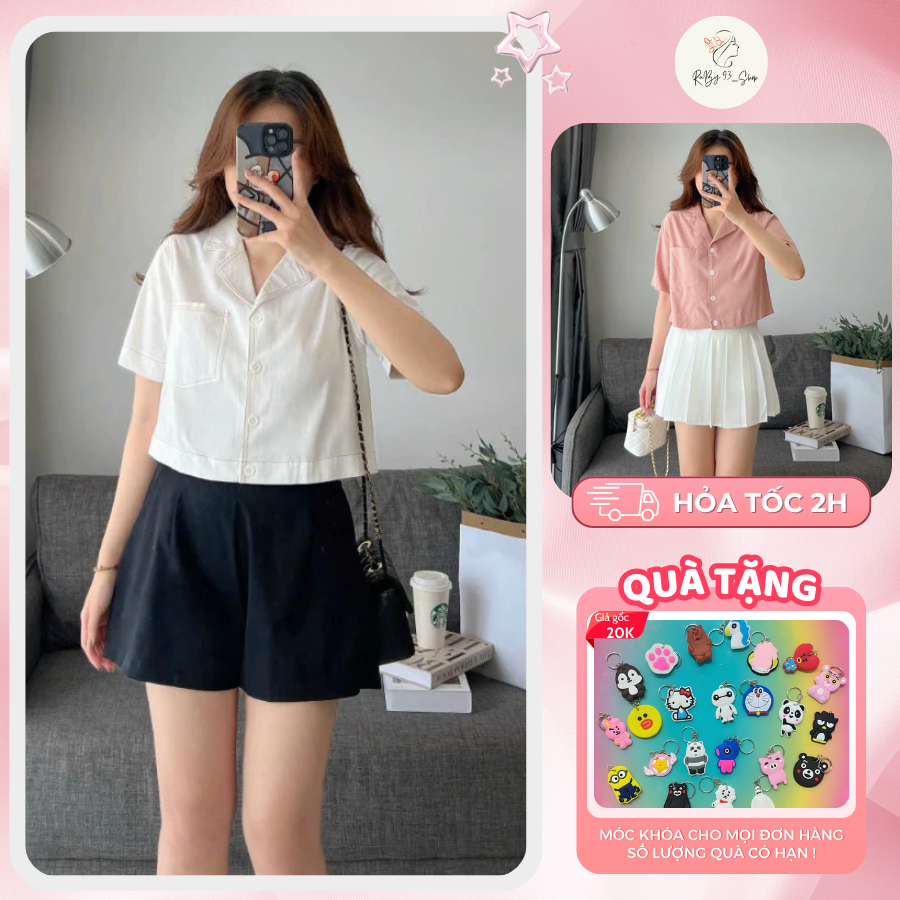 Áo Blazer Croptop Nữ Dáng Ngắn Túi Nắp  Dễ Phối Đồ, Áo Khoác Vest Croptop tay ngắn túi nắp