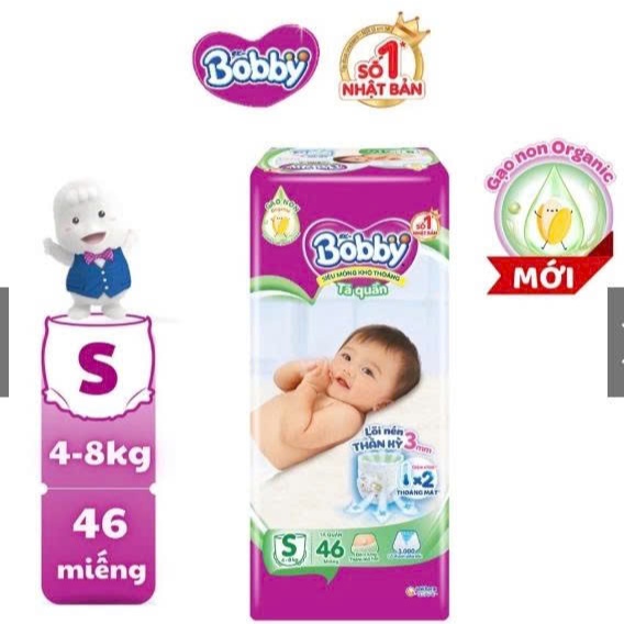 Bobby Tã quần cho bé size S 46 miếng (4-8Kg)