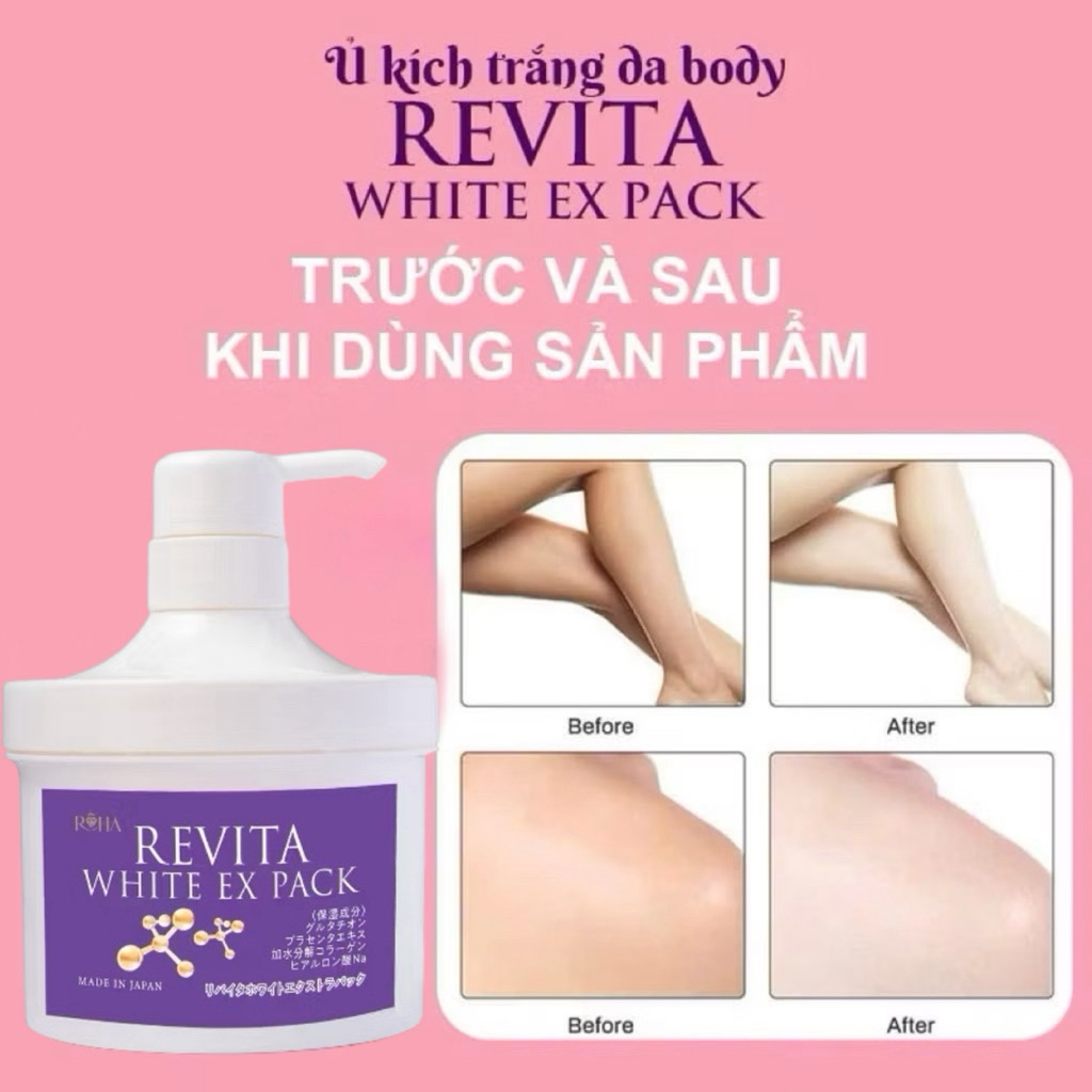 Tẩy da chết Revita Ex Salt, Ủ trắng body Revita White EX Pack, Kem trắng da Revita White Ex Cream - 