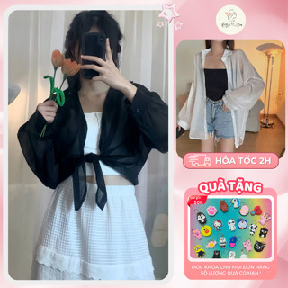 [KÈM BRA] Áo Sơ Mi Nữ Dài Tay Voan Mỏng Khoác Ngoài Đi Biển Oversize Áo Khoác Đi Biển Voan Tơ Giấy Trong Suốt - RB10
