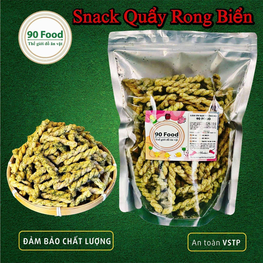 Snack quẩy xoắn rong biển 90 Food 500g giòn tan thơm ngon nhức nách