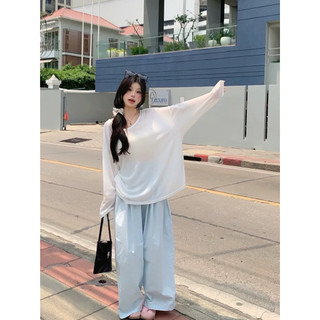 Áo pull giấy mỏng kiểu đan dây lưng  dáng thụng oversize