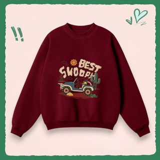 Áo Sweater Cổ Tròn Dễ Thương Cho Bé – Hình Chú Chó Lái Xe Best Shoopy, Vải Nỉ Cotton Êm Ái (M 308)