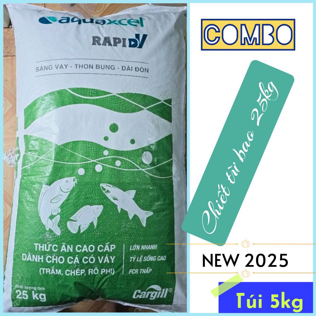Combo Túi 5kg cám cá Chép Cargill 7924 và làm Mồi câu