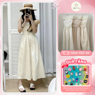 Váy Quây Họa Tiết Hoa Nhí Dáng Dài Chun Lưng Co Giãn Siêu Điệu, Váy Cúp Ngực Hoa Linen Đi Chơi Đi Biển Mùa Hè