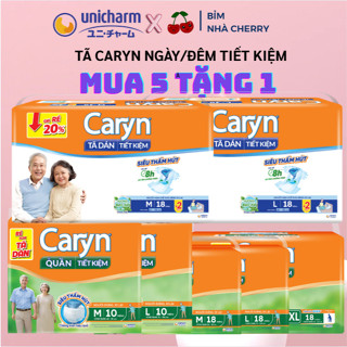 (Mua 5 tặng 1)Tã/bỉm quần DÁN người già CARYN ngày và đêm siêu thấm hút M10/L10/M18/L18 cho người già mẹ sau sinh