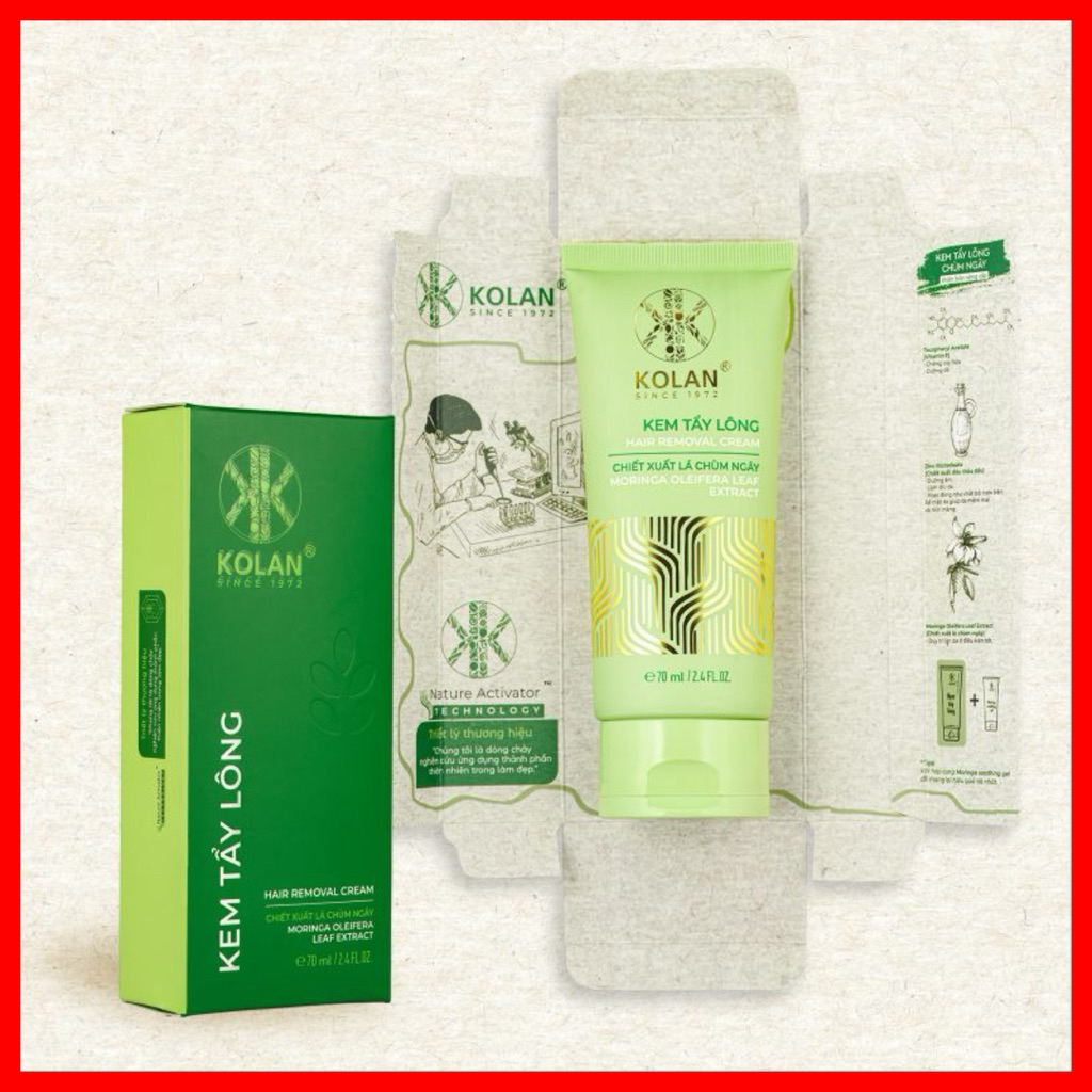 Kem Tẩy Lông KOLAN 70ml, Chiết Xuất Chùm Ngây, Tẩy Sạch Lông, Lành Tính