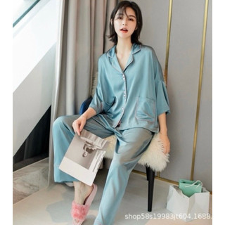 Bộ Lụa Phi Pyjama Mặc Nhà Hàng Xịn