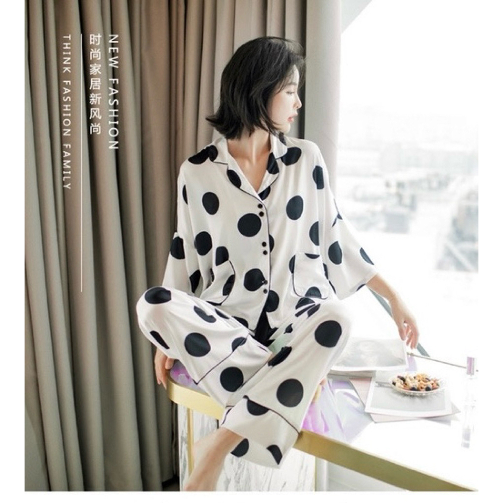Bộ Lụa Phi Pyjama Mặc Nhà Hàng Xịn