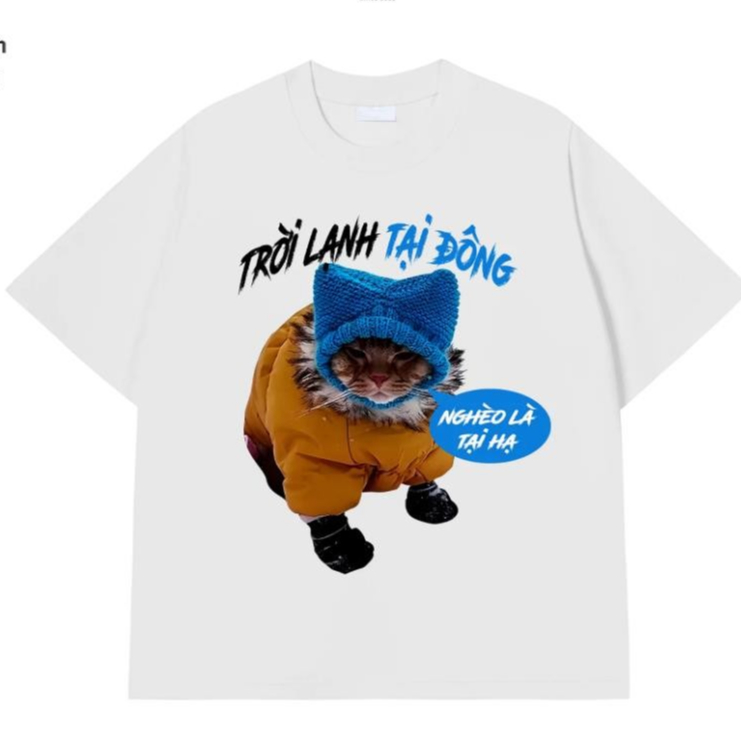 Áo Thun Trời Lạnh Tại Đông – Mèo Cute Hài Hước, Cotton su thoáng mát UT