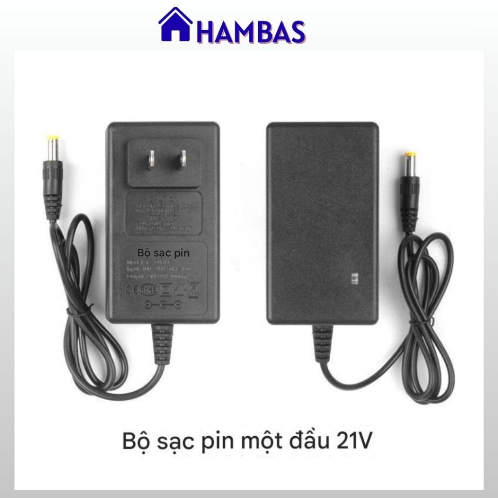 HAMBAS Bộ sạc, Sạc Pin 21V, cho máy khoan, đèn, quạt… Li-ion 21V, có đèn báo đầy