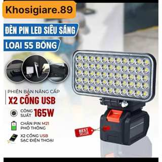  Đèn pha led dùng pin công suất lớn,đèn tích điện Đèn pin led chiếu xa dùng chân pin Makita. khosigiare 