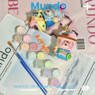 12 Màu Pastel Acrylic Tô Tượng Bóng Mịn, Màu Nhũ Vàng, Nhũ Bạc Màu Tô Tượng Thạch Cao MUNDO