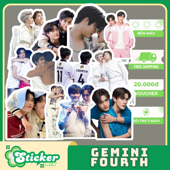 Bộ 50 sticker COUPLE GEMINI-FOURTH BOYLOVE idol sưu tầm, vali, trang trí....S271