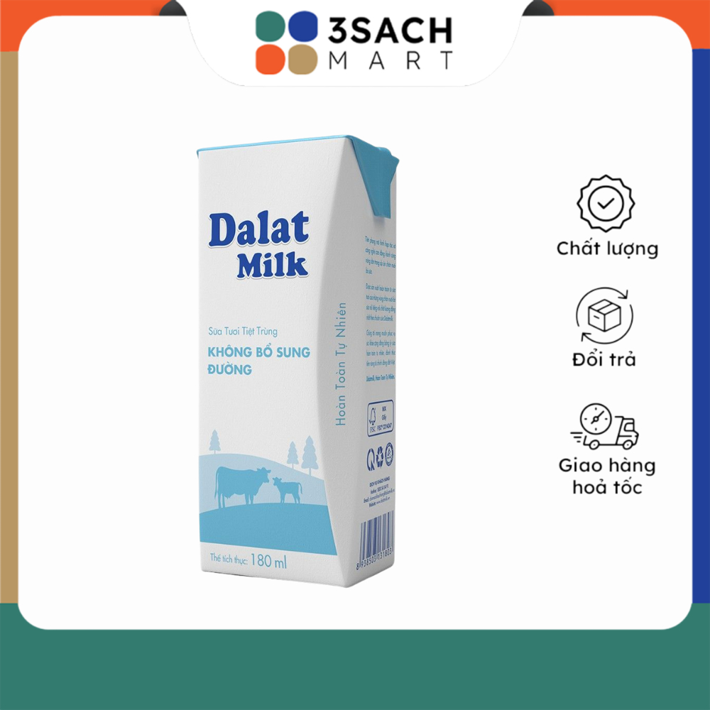Sữa Tươi Tiệt Trùng Vị Tự Nhiên Dalat Milk (Hộp 180ml)