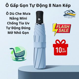 Ô dù che mưa đi nắng Phucbao 8 nan mở tự động gấp nhỏ gọn cầm tay 2 chiều cỡ lớn to