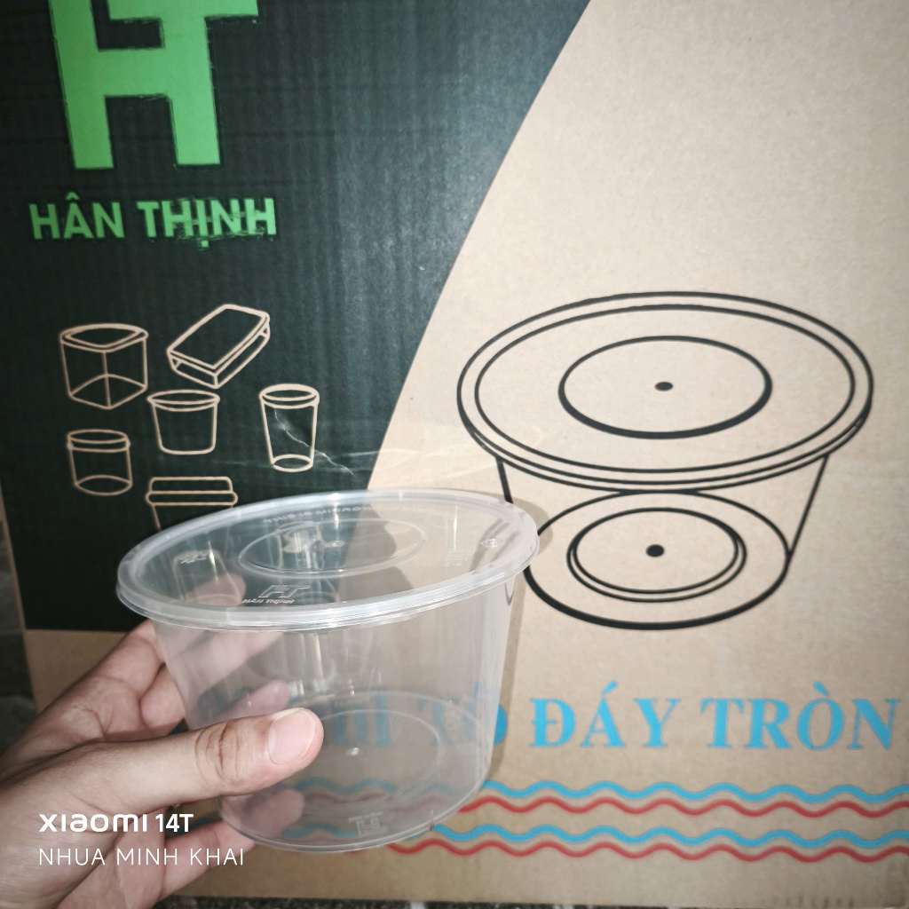 50 Hộp nhựa tròn, tô nhựa size 1000ml kèm nắp Hân Thịnh