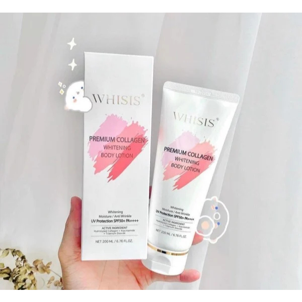 Kem Dưỡng Thể Trắng Da Body WHISIS Premium Collagen Whitening Body Lotion 200ml Chống Nắng Nâng Tone