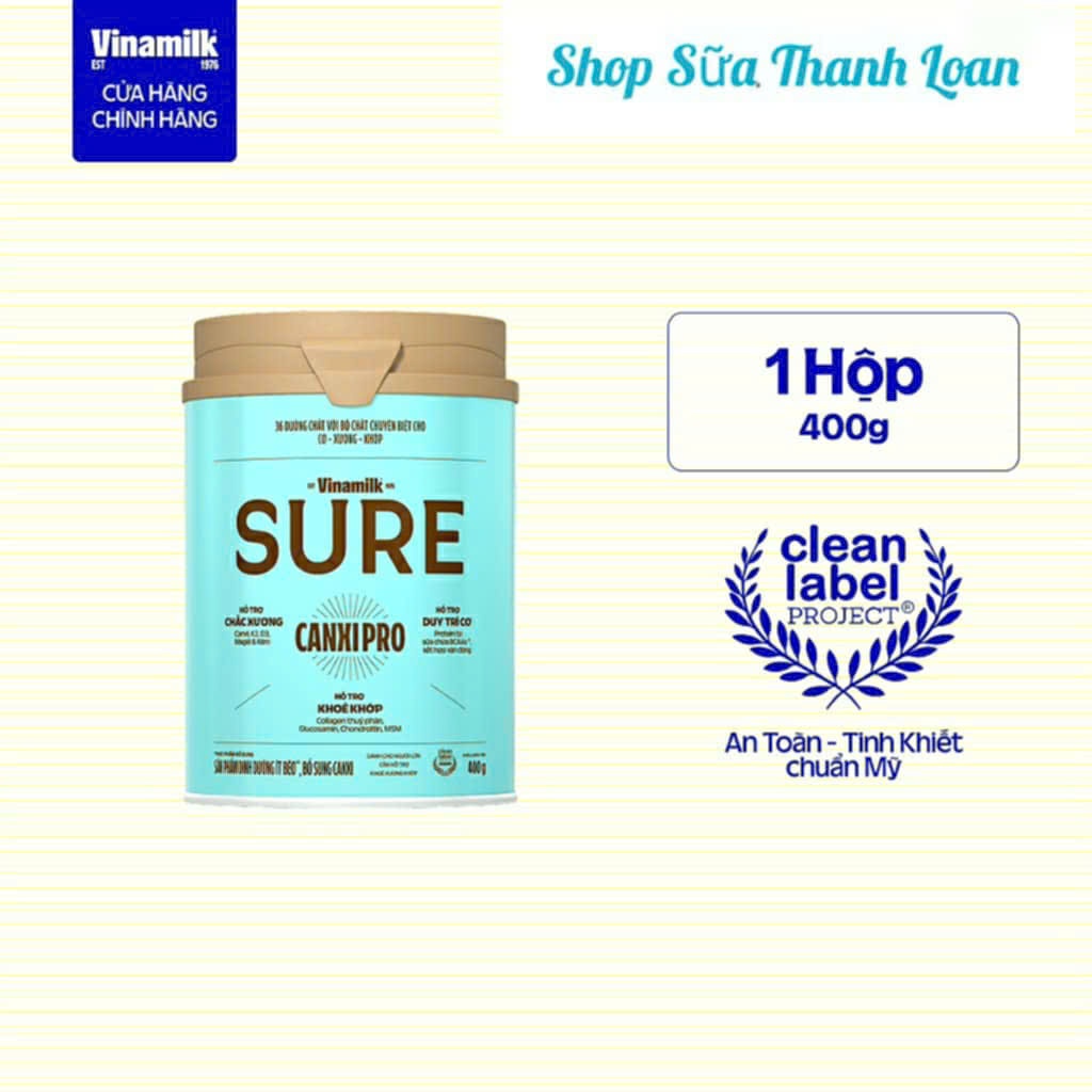 (HSD T8-2027) (Mẫu Mới) SỮA BỘT VINAMILK CANXIPRO HỘP 400G.