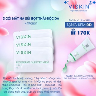 Combo 3 gói Mặt nạ sủi bọt VISKIN thải độc, hỗ trợ phục hồi da 4 trong 1 - 3 gói x 2g [CHÍNH HÃNG]