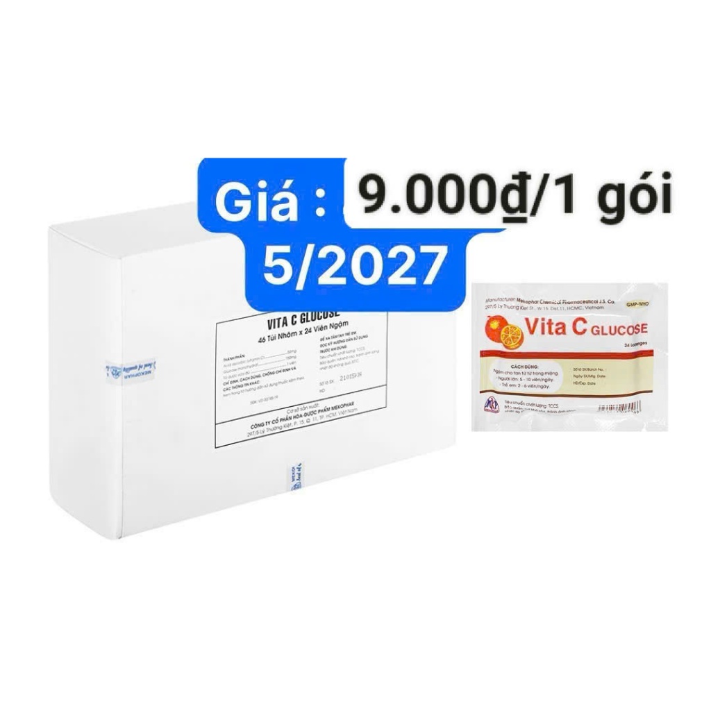 Viên ngậm Vita C Glucose Mekophar bổ sung Vitamin C