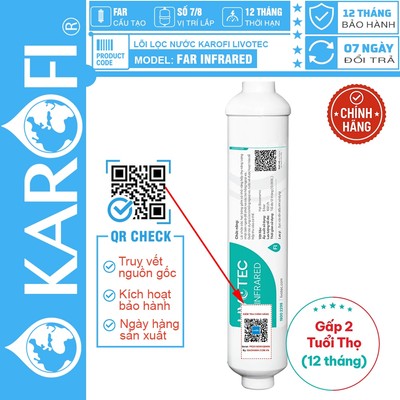 [CHÍNH HÃNG 100%] Lõi lọc nước Karofi Livotec Far infrared Bioceramic, CÓ TEM KIỂM TRA, Kích hoạt bảo hành điện tử