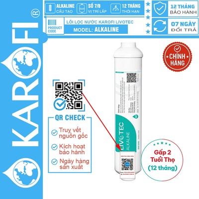 [CHÍNH HÃNG 100%] Lõi lọc nước Karofi Livotec Alkaline, CÓ TEM KIỂM TRA HÀNG CHÍNH HÃNG