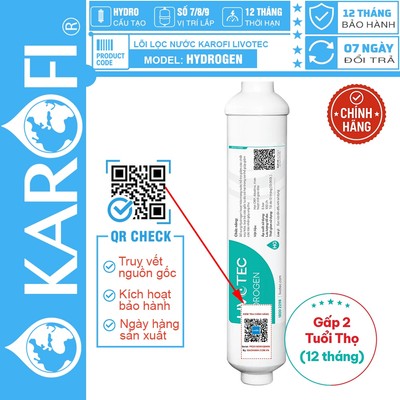 [CHÍNH HÃNG 100%] Lõi lọc nước Karofi Hydrogen, Hạt ORP, Alkaline, Than hoạt tính gáo dừa, 12 tháng