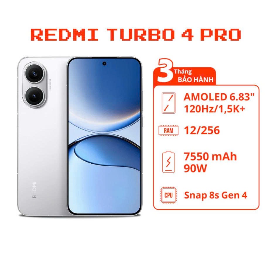 Điện thoại Xiaomi REDMI Turbo 4 Pro 5G - Snapdragon 8s Gen 4 - Pin 7550mAh